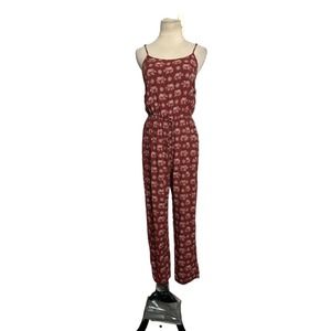 Forever 21 brown elephant print sleeveless jumpsuit size M